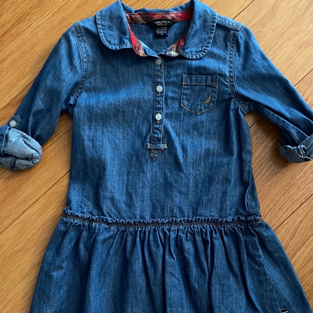 Girls denim chambray dress
